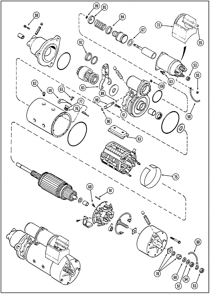 Схема запчастей Case IH 9260 - (4-047C) - STARTER ASSEMBLY, 9250 AND 9260 TRACTORS, DELCO REMY, 107717A1 STARTER ASSEMBLY (CONTD) (04) - ELECTRICAL SYSTEMS