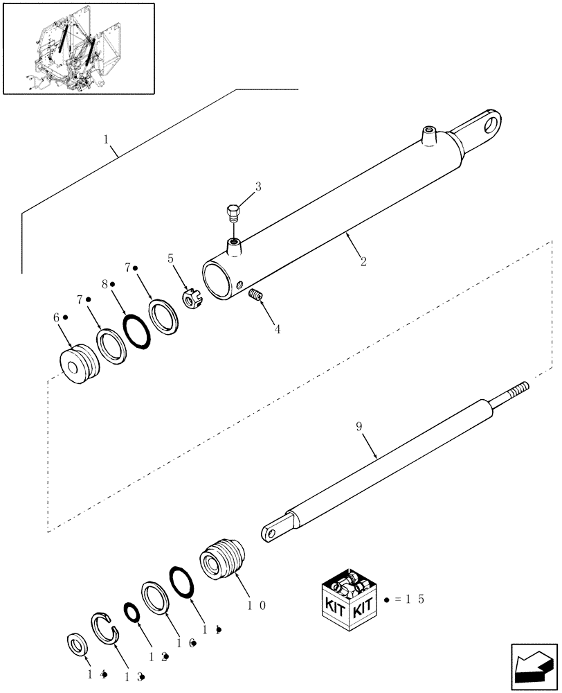 Схема запчастей Case IH RBX451 - (026[1]) - HYDRAULIC CYLINDER, TAILGATE LIFT, 86635365 (35) - HYDRAULIC SYSTEMS