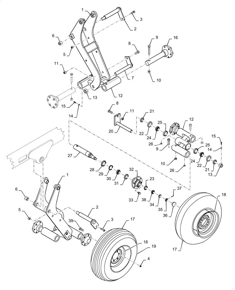 Схема запчастей Case IH 330 TRUE-TANDEM - (44.100.02) - INNER WING TANDEM 6-BOLT (44) - WHEELS