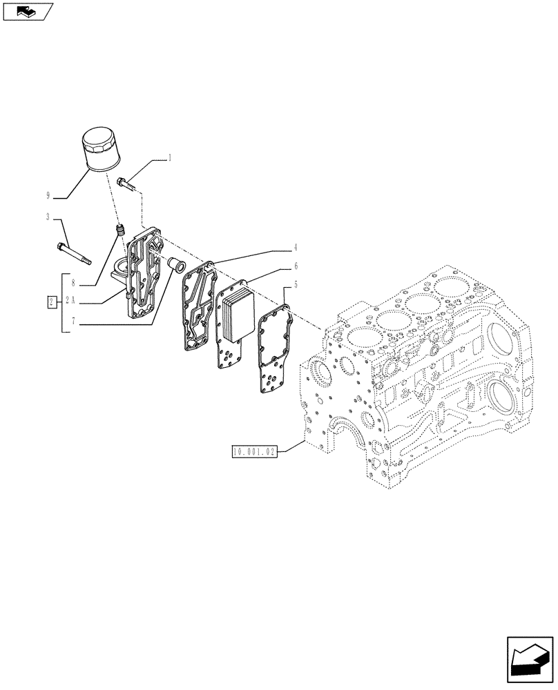 Схема запчастей Case IH F4CE9484L J602 - (10.408.01) - ENGINE OIL FILTER, HEAT EXCHANGER (2854224 - 2856550) (10) - ENGINE