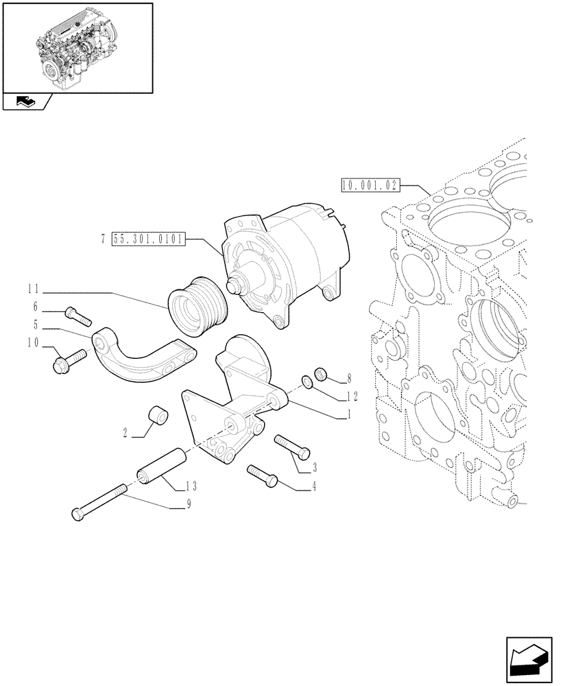 Схема запчастей Case IH F3CE0684F E001 - (55.301.01) - ALTERNATOR (504211398) (06) - ELECTRICAL SYSTEMS