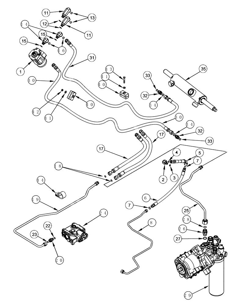 Схема запчастей Case IH MX200 - (05-03) - STEERING SYSTEM 2 WHEEL DRIVE (05) - STEERING