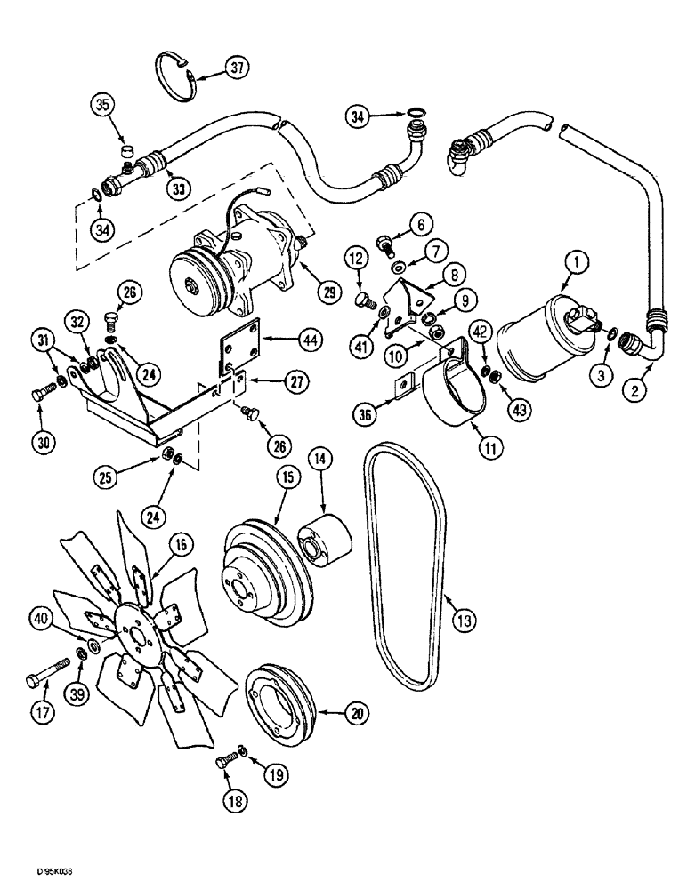 Схема запчастей Case IH 4240 - (2-10) - AIR CONDITIONING, COMPRESSOR AND CONNECTIONS (02) - ENGINE