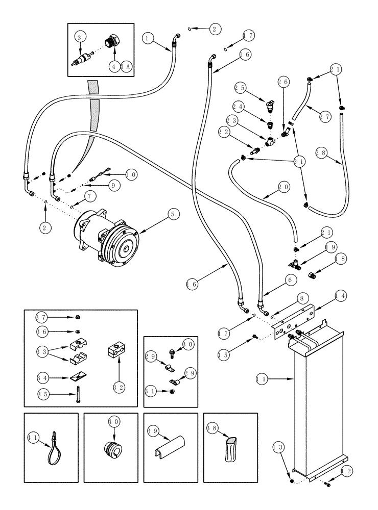 Схема запчастей Case IH CPX610 - (09E-18) - HEATER / AIR CONDITIONING - CHASSIS CONNECTIONS (10) - CAB & AIR CONDITIONING