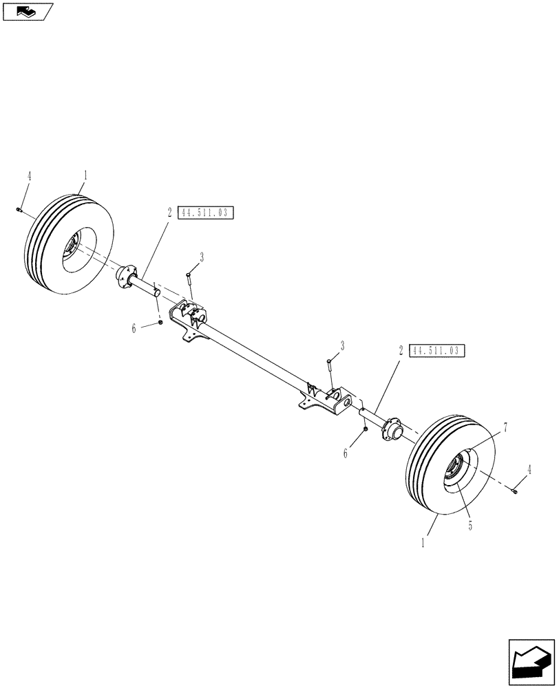 Схема запчастей Case IH RB455A - (44.511.01) - TIRES & WHEELS, 11L X 14 (44) - WHEELS