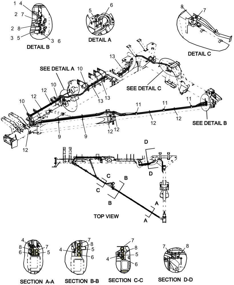 Схема запчастей Case IH 1260 - (35.220.09) - HYDRAULICS - DRAFT TUBE (35) - HYDRAULIC SYSTEMS