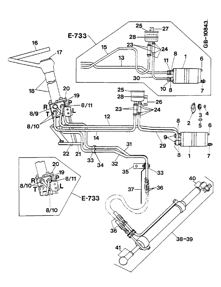 Схема запчастей Case IH 533 - (10-07) - POWER STEERING - V 433/533/633/733/833 (07) - HYDRAULICS