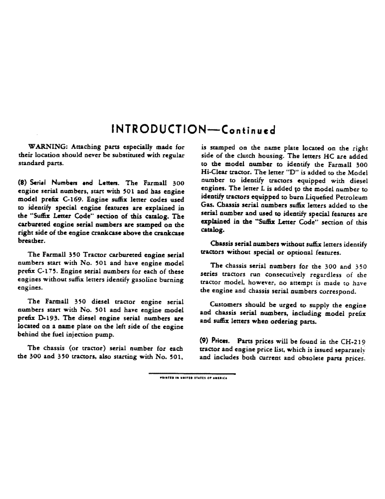 Схема запчастей Case IH 350 - (002) - INTRODUCTION - SERIAL NUMBER LOCATIONS (00) - GENERAL