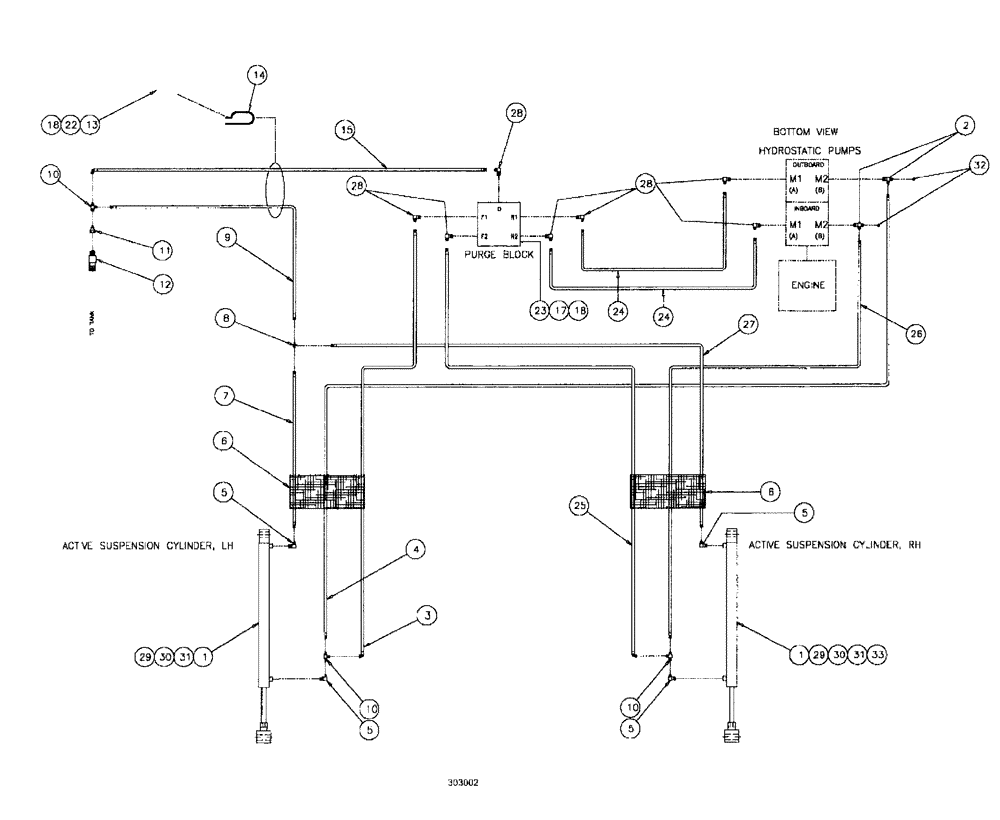 Схема запчастей Case IH SPX3185 - (06-012) - HYDRAULIC PLUMBING - ACTIVE SUSPENSION Hydraulic Plumbing