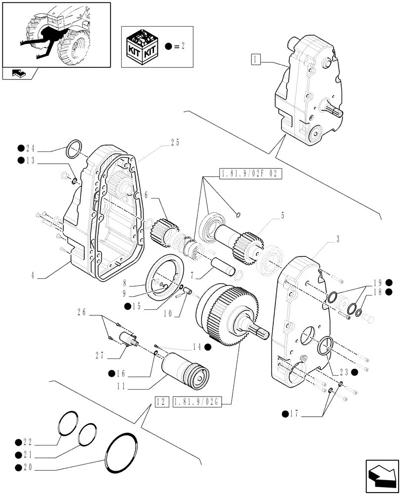 Схема запчастей Case IH PUMA 210 - (1.81.9/02F[01]) - FRONT PTO - GEARBOX - BREAKDOWN (07) - HYDRAULIC SYSTEM