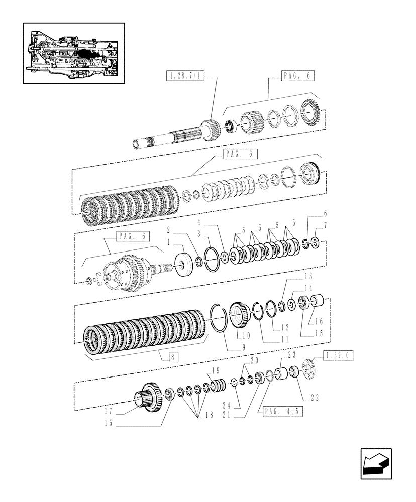 Схема запчастей Case IH MXM175 - (1.32.1/01[07]) - CENTRAL REDUCTION GEARS (03) - TRANSMISSION