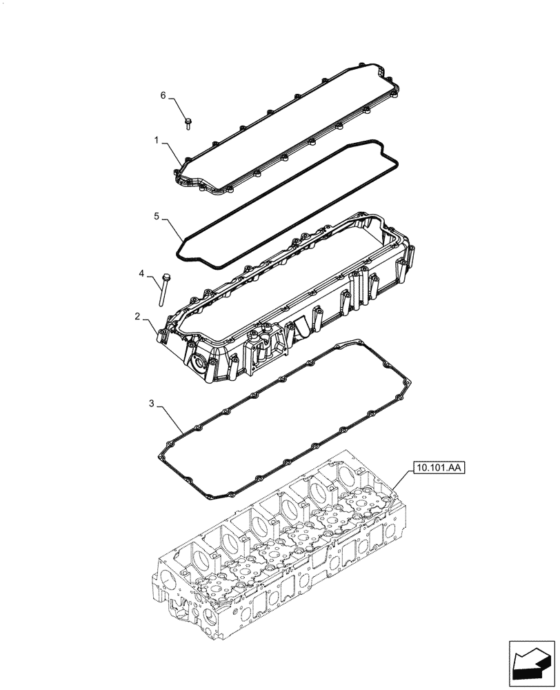 Схема запчастей Case IH F2CFE613J A010 - (10.101.02) - HEAD COVER (5801428987) 