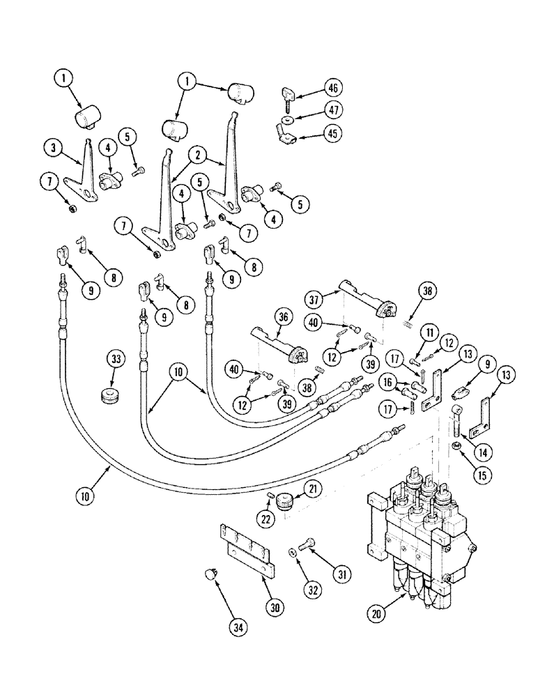 Схема запчастей Case IH 2394 - (8-032) - REMOTE HYDRAULIC CONTROLS, THREE CIRCUIT REMOTE (08) - HYDRAULICS