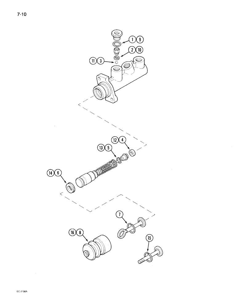 Схема запчастей Case IH 895 - (7-10) - BRAKE MASTER CYLINDER, TRACTOR WITHOUT CAB (07) - BRAKES