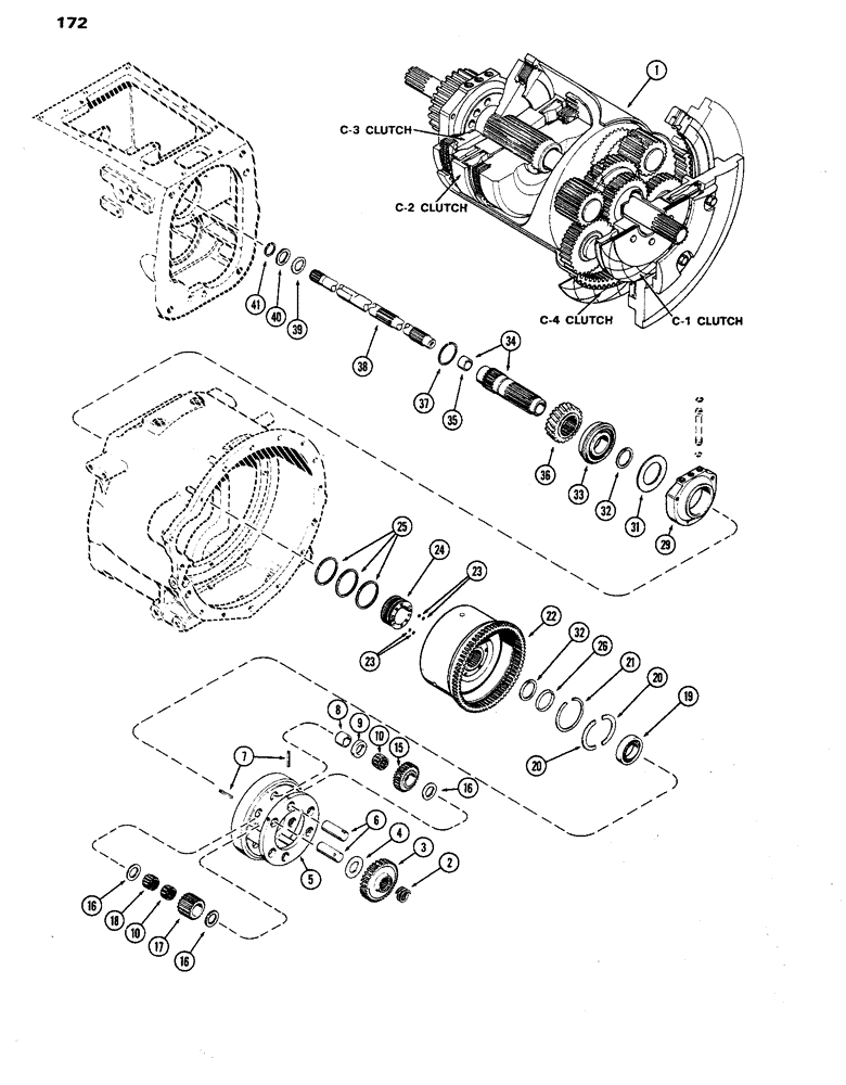 Схема запчастей Case IH 770 - (172) - PLANETARY AND OUTPUT SHAFT, POWER SHIFT (06) - POWER TRAIN