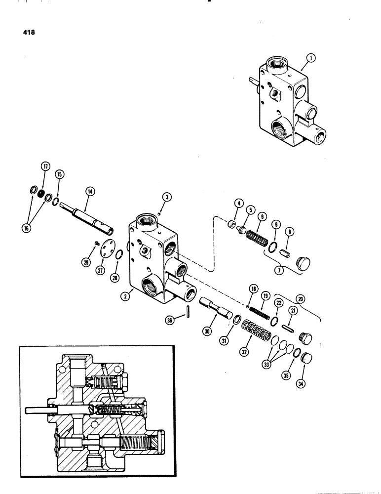 Схема запчастей Case IH 1070 - (0418) - A65670 VALVE (08) - HYDRAULICS