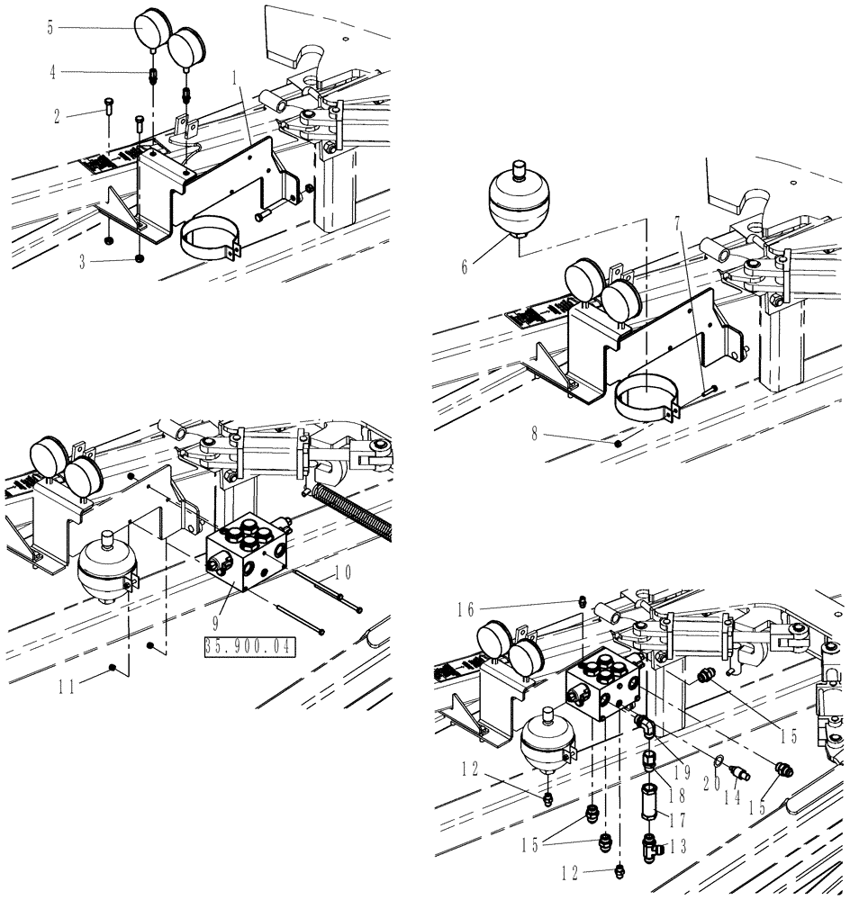 Схема запчастей Case IH 800 - (35.900.01) - HYDRAULIC ACCUMULATOR (35) - HYDRAULIC SYSTEMS