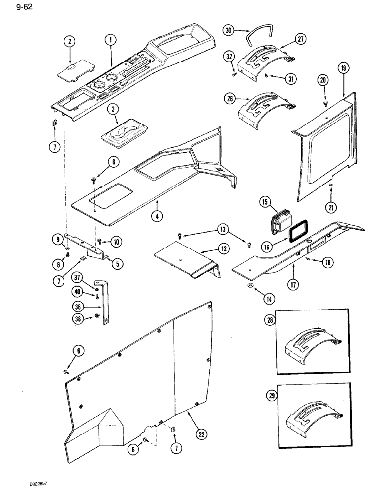 Схема запчастей Case IH 7120 - (9-062) - FOUR POST ROPS, CONTROL CONSOLE (09) - CHASSIS/ATTACHMENTS