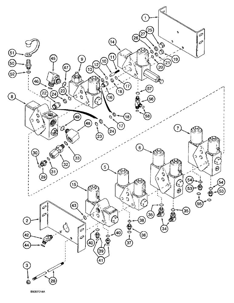 Схема запчастей Case IH 1666 - (8-38) - CONTROL VALVE AND MOUNTING, WITH FORE AND AFT ATTACHMENT (07) - HYDRAULICS