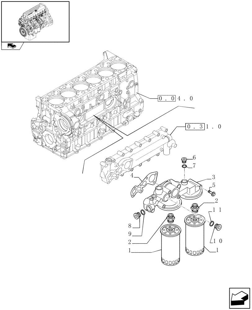 Схема запчастей Case IH F3BE0684N E904 - (0.30.2) - FILTER ENGINE OIL (504091888 - 504069738) 