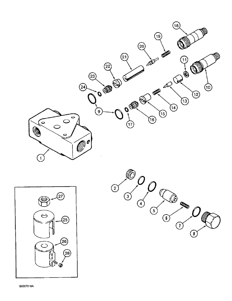 Схема запчастей Case IH 1666 - (8-40) - UNLOAD/SINGLE BI-DIRECTIONAL VALVE, FOR REEL LIFT (07) - HYDRAULICS