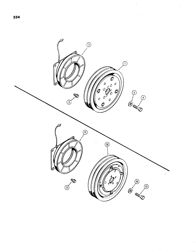 Схема запчастей Case IH 1270 - (334) - AIR CONDITIONER, AIR COMPRESSOR CLUTCH (09) - CHASSIS/ATTACHMENTS