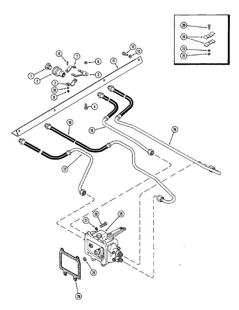 Схема запчастей Case IH 1370 - (320) - LEFT HAND REMOTE HYDRAULIC TUBES AND COUPLINGS, STANDARD COUPLING, USED PRIOR TO P.I.N. 8770001 (08) - HYDRAULICS