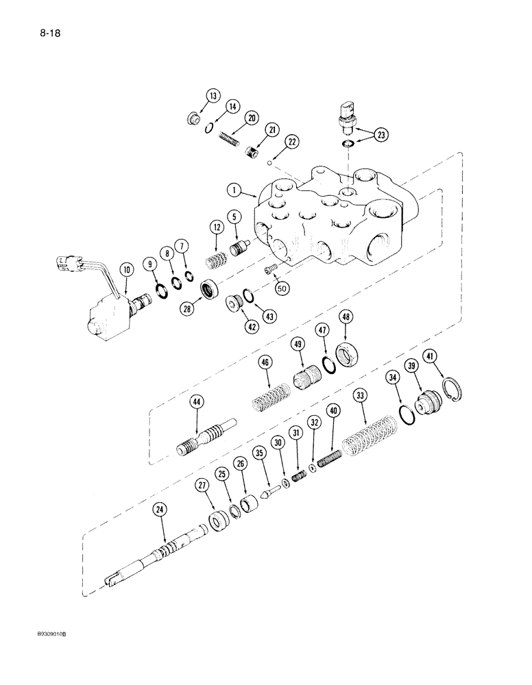 Схема запчастей Case IH 7150 - (8-018) - PTO VALVE ASSEMBLY, TRANSMISSION S/N AJB0044915 AND AFTER (08) - HYDRAULICS