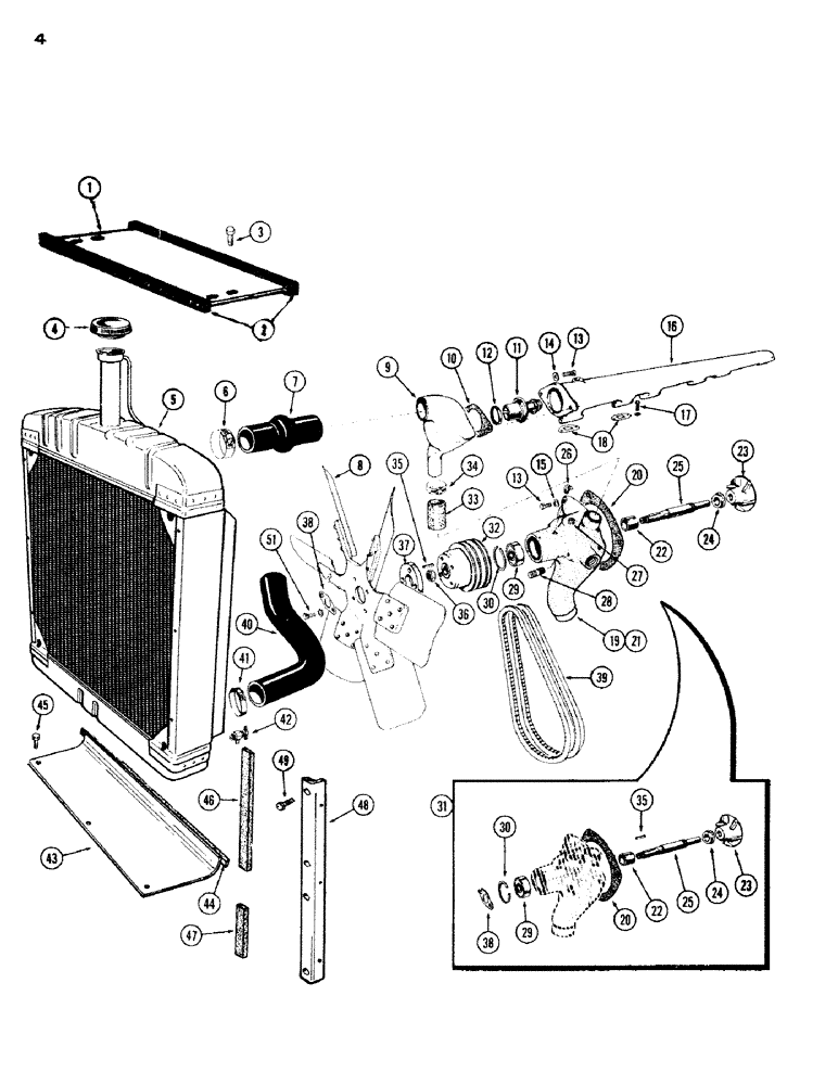 Схема запчастей Case IH 1200 - (004) - ENGINE COOLING SYSTEM, (451) DIESEL ENGINE (02) - ENGINE