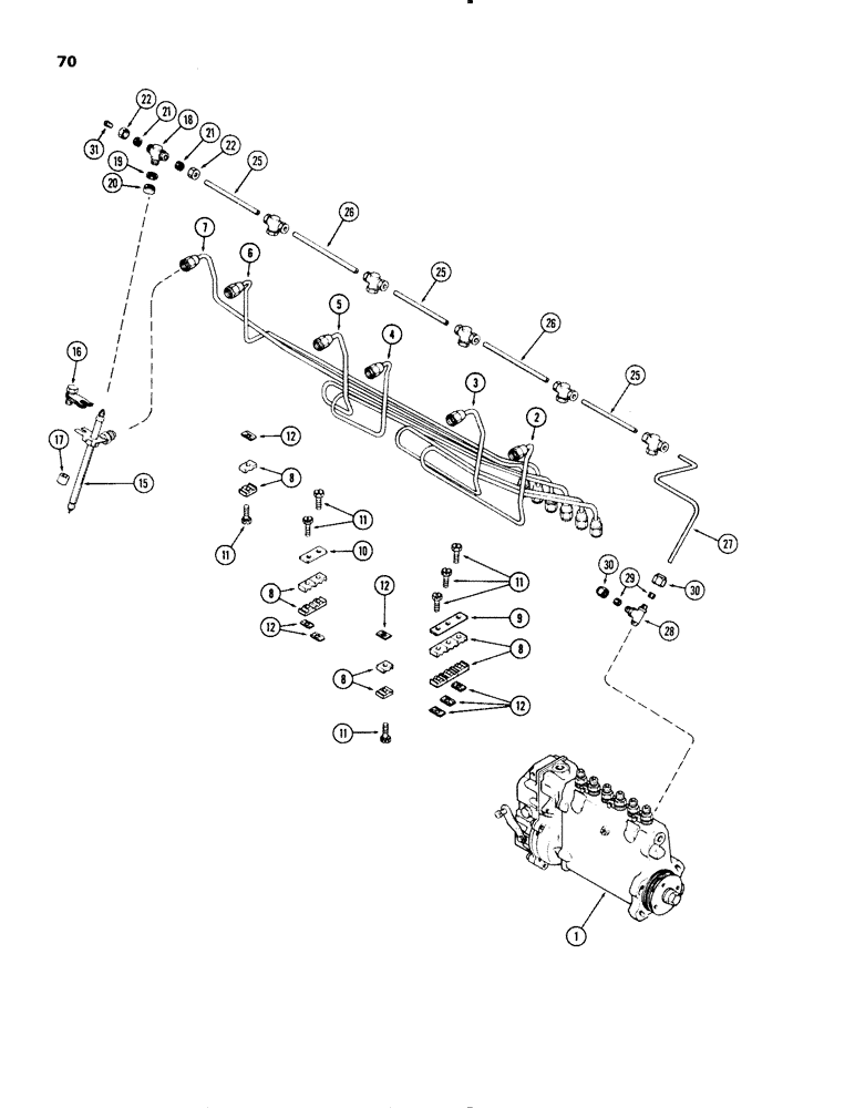 Схема запчастей Case IH 1270 - (070) - FUEL INJECTION SYSTEM, (451BDT) DIESEL ENGINE (03) - FUEL SYSTEM