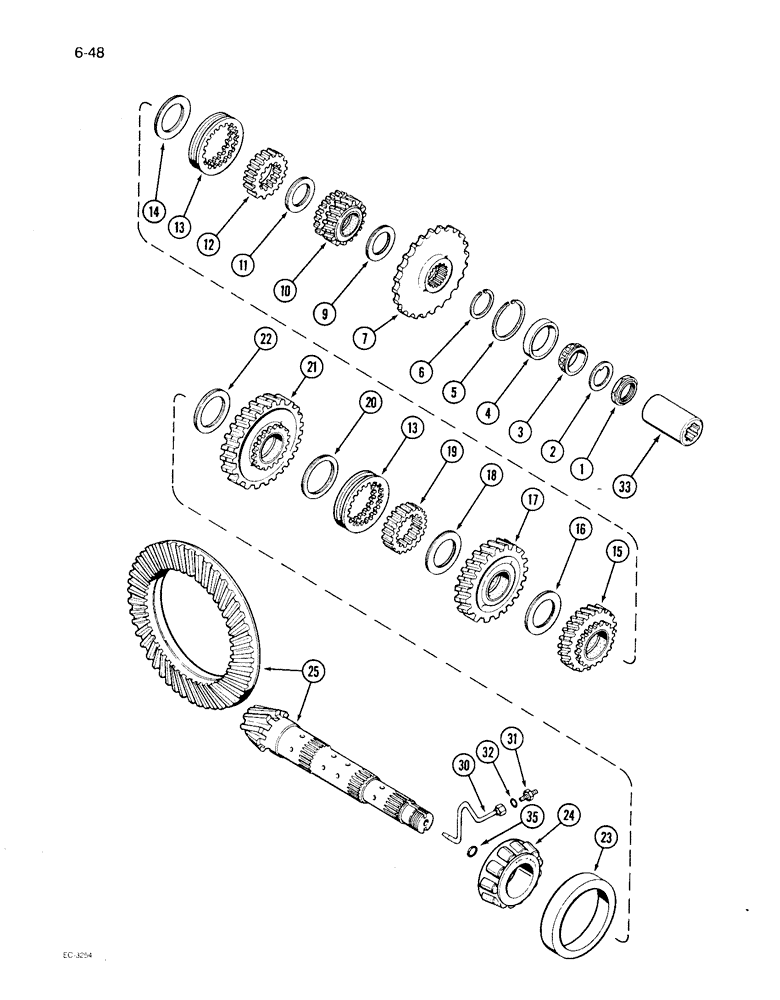 Схема запчастей Case IH 1896 - (6-48) - TRANSMISSION COUNTERSHAFT (06) - POWER TRAIN