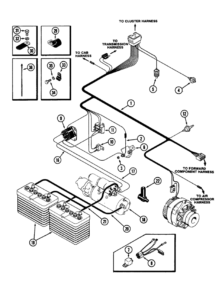 Схема запчастей Case IH 2090 - (4-074) - ENGINE HARNESS, PRIOR TO P.I.N. 8841101 (04) - ELECTRICAL SYSTEMS