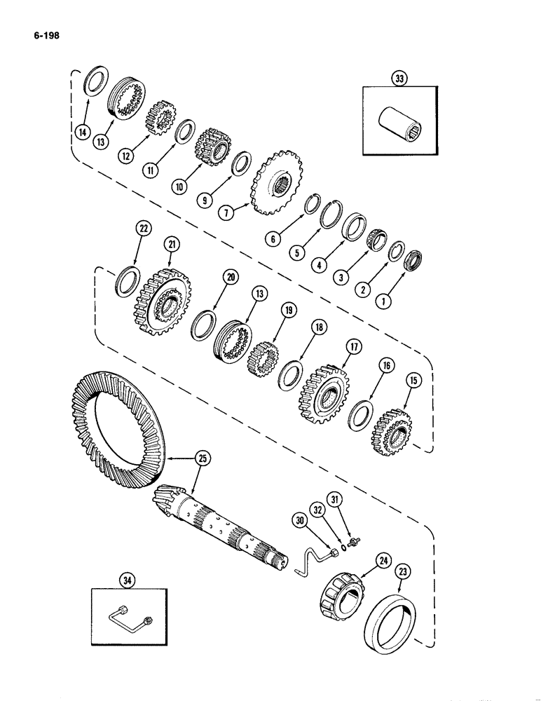 Схема запчастей Case IH 2094 - (6-198) - TRANSMISSION COUNTERSHAFT (06) - POWER TRAIN