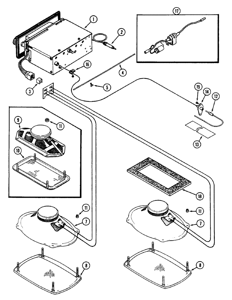 Схема запчастей Case IH 2290 - (9-604) - CAB, HEADLINER MOUNTED RADIO AND SPEAKERS (09) - CHASSIS/ATTACHMENTS