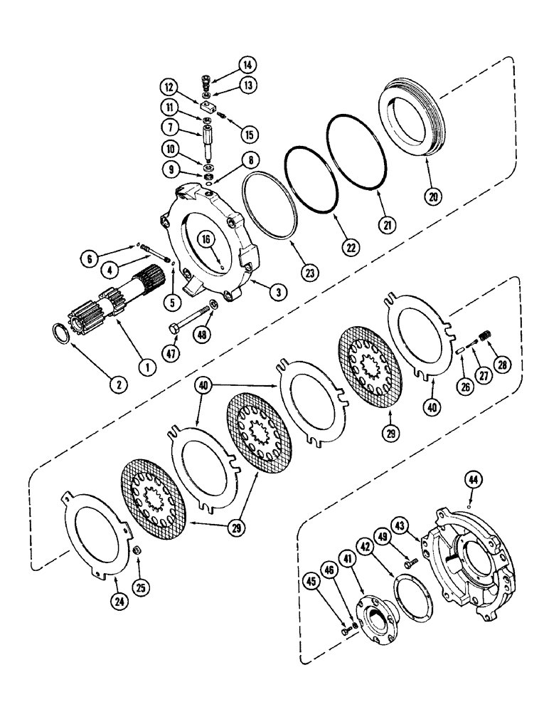 Схема запчастей Case IH 1896 - (6-194) - DIFFERENTIAL ASSEMBLY, SHAFT AND BRAKE, TRANSMISSION SERIAL NUMBER 16264523 AND AFTER (06) - POWER TRAIN