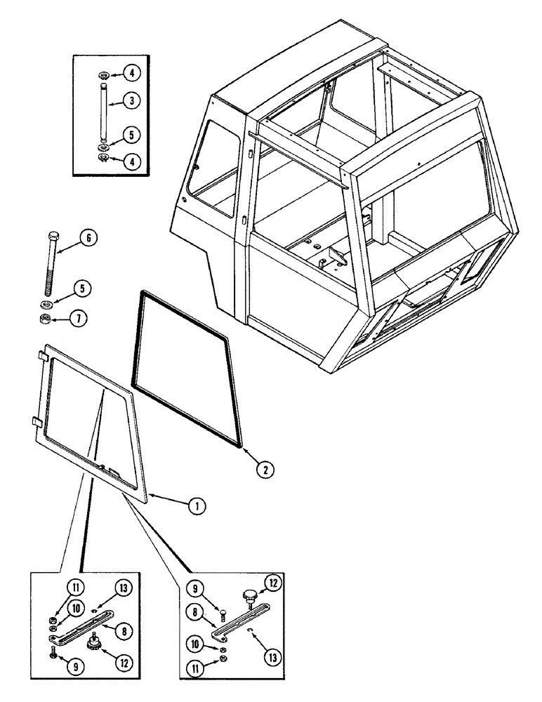 Схема запчастей Case IH 4890 - (9-414) - CAB, SIDE WINDOW (09) - CHASSIS/ATTACHMENTS