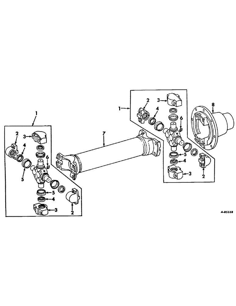 Схема запчастей Case IH 4100 - (B-19) - POWER TRAIN, REAR DRIVE SHAFT (03) - POWER TRAIN