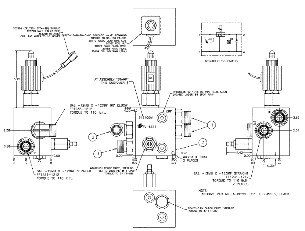 Схема запчастей Case IH SPX3320 - (06-036) - PRODUCT CONTROL VALVE Hydraulic Plumbing