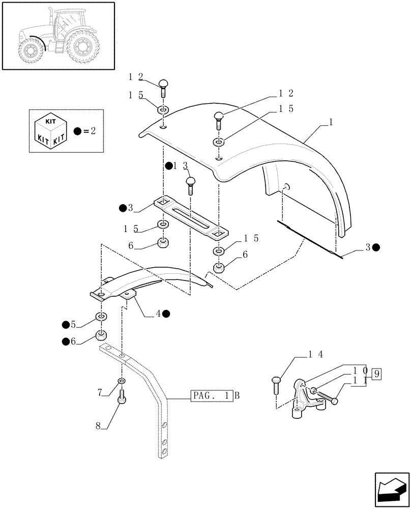 Схема запчастей Case IH PUMA 210 - (1.87.4[02B]) - (VAR.497-575) DYNAMIC FRONT FENDERS - FENDERS AND BRACKETS - D6067 (08) - SHEET METAL