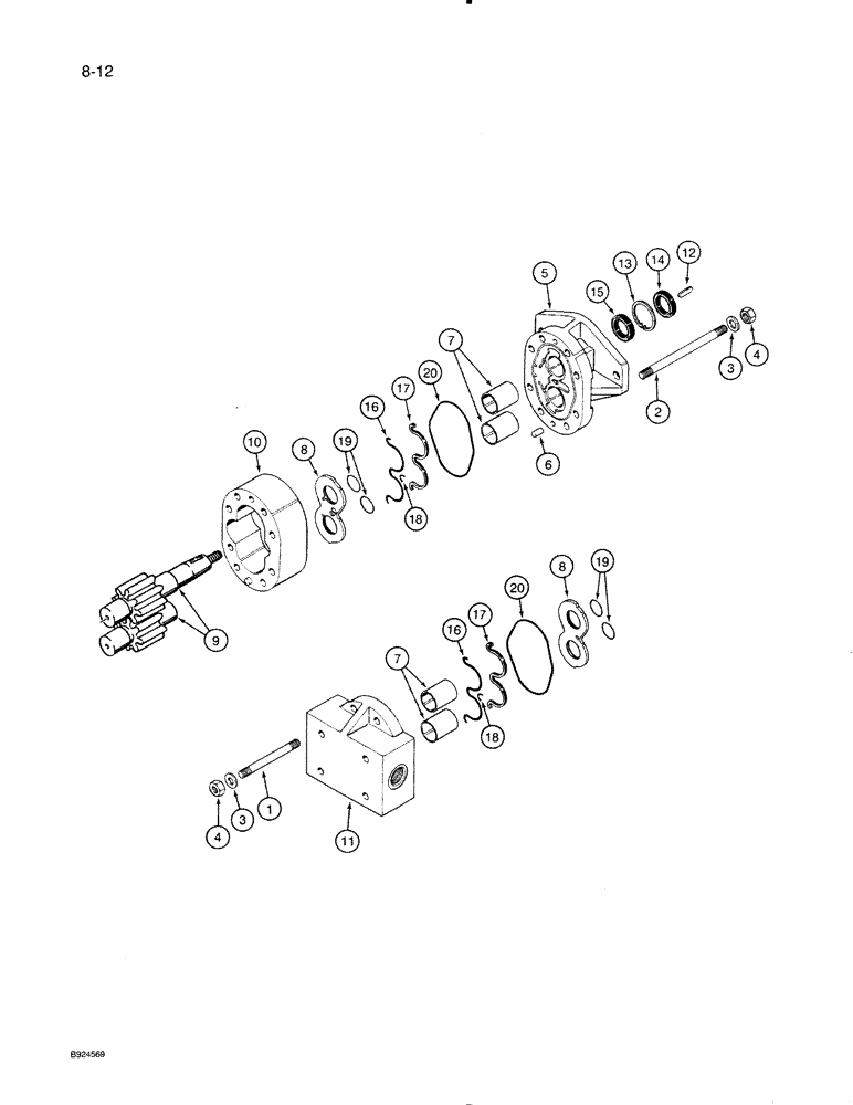 Схема запчастей Case IH 8500 - (8-12) - HYDRAULIC PUMP, 1343578C1 (08) - HYDRAULICS