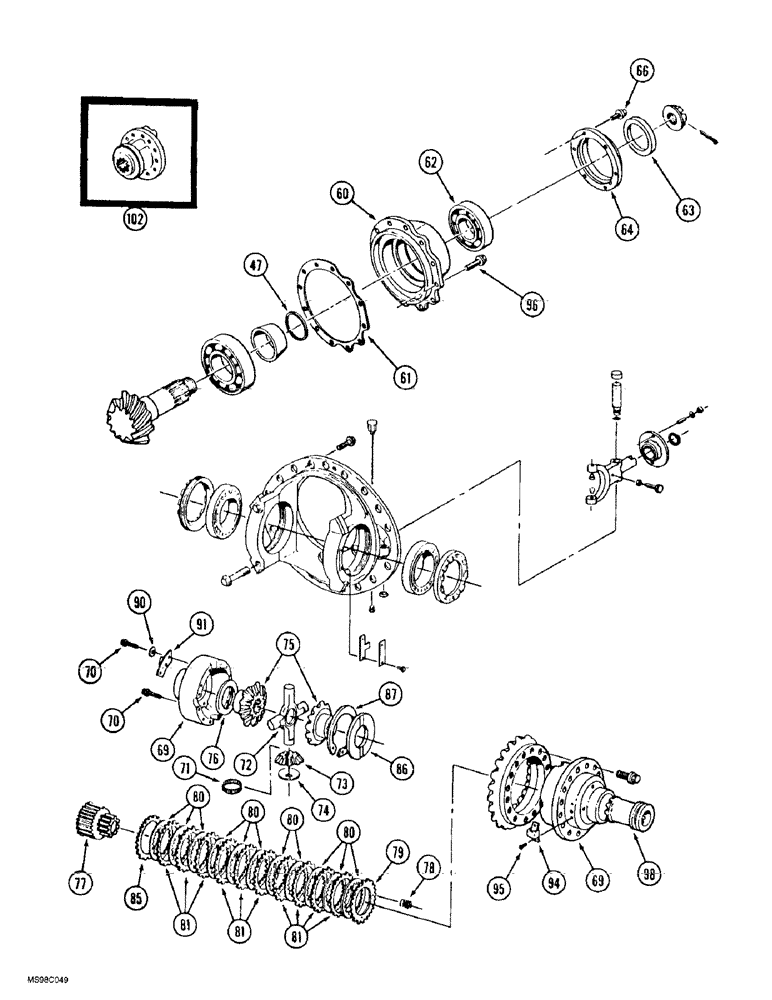 Схема запчастей Case IH 9350 - (6-174) - FRONT STEERABLE AXLE, DIFFERENTIAL ASSEMBLY, WITH LIMITED SLIP, (CONT) (06) - POWER TRAIN