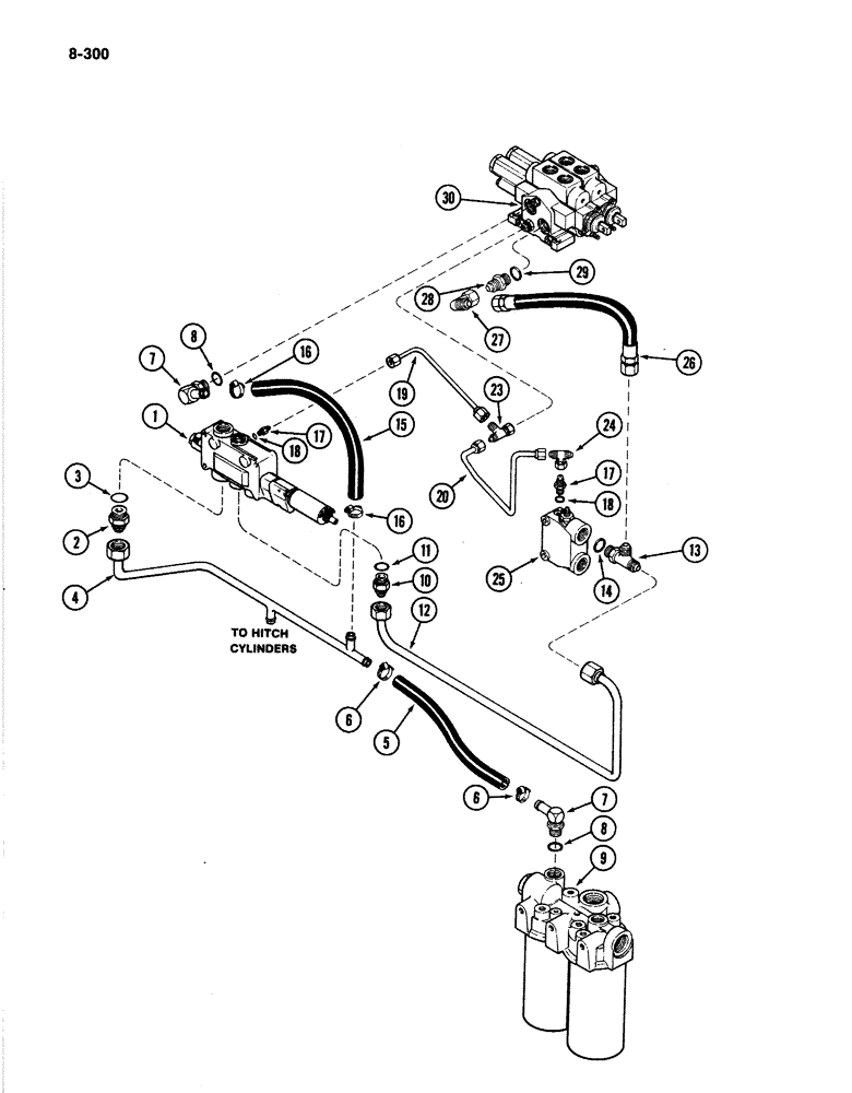 Схема запчастей Case IH 4894 - (8-300) - REMOTE HYDRAULIC SYSTEM P.I.N. 8865502 AND AFTER (08) - HYDRAULICS