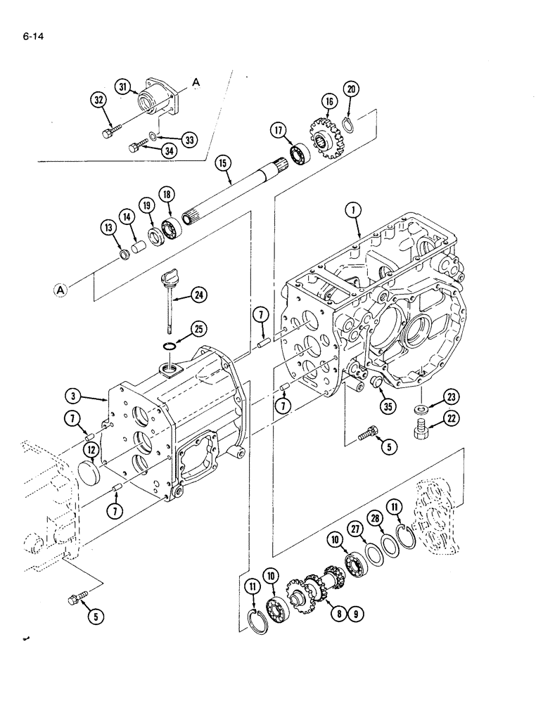 Схема запчастей Case IH 1120 - (6-14) - TRANSMISSION LIVE SHAFT AND HOUSING (06) - POWER TRAIN