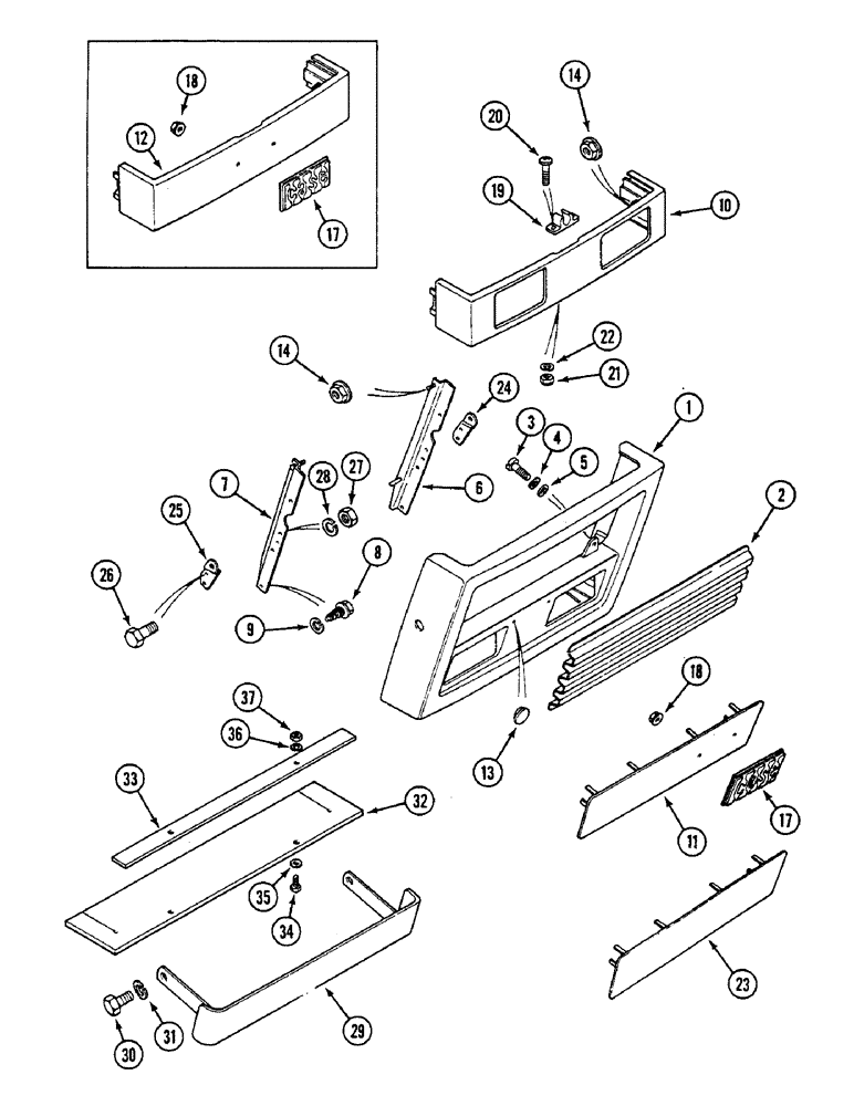 Схема запчастей Case IH 1294 - (9-292) - ENGINE FRONT HOOD (09) - CHASSIS/ATTACHMENTS