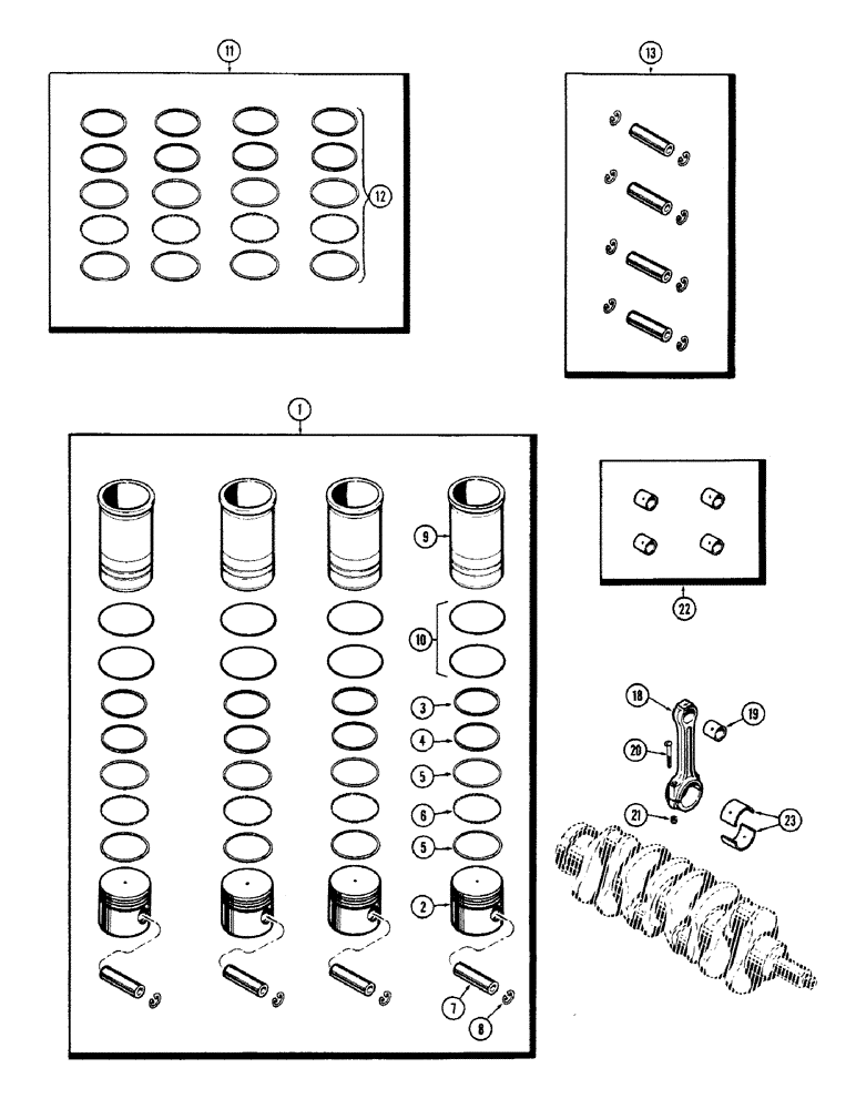 Схема запчастей Case IH 660 - (400) - CRANKSHAFT AND FLYWHEEL, 201 SPARK IGNITION ENGINE 