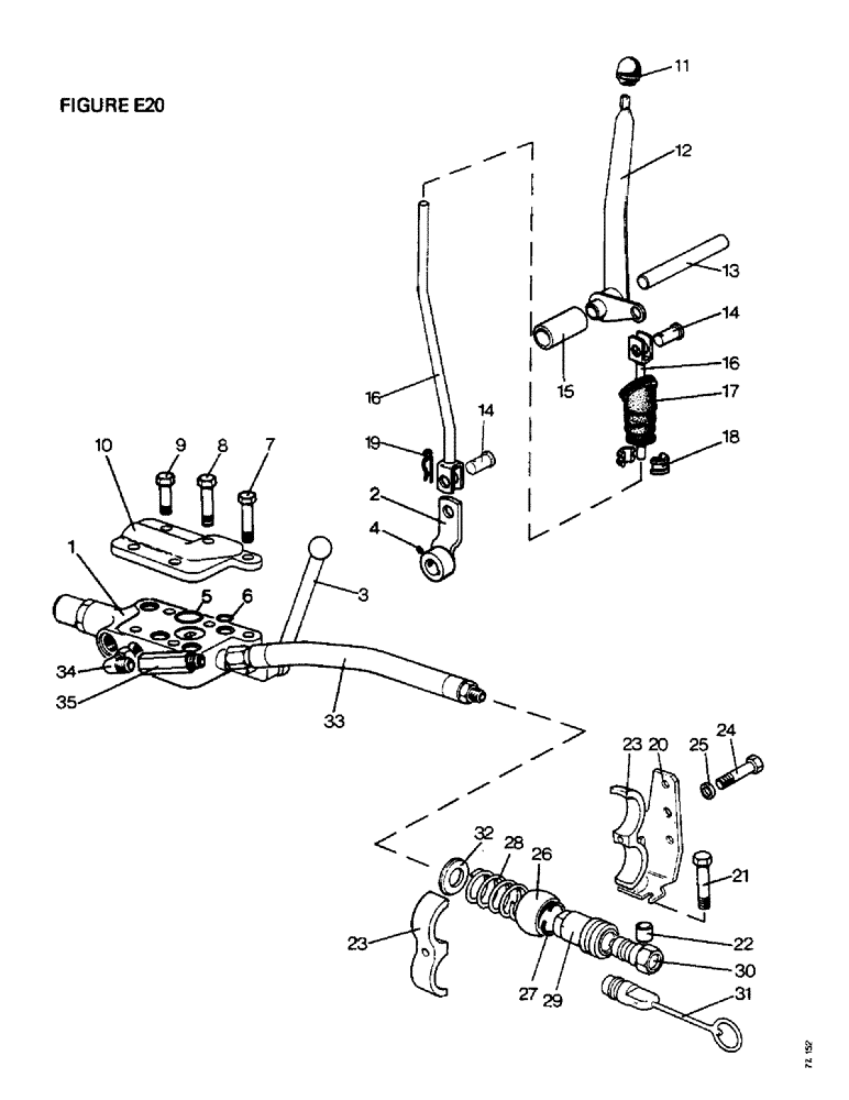 Схема запчастей Case IH 1412 - (E20-1) - SELECTAMATIC HYD. SYSTEM, SINGLE LIVE TAKE OFF VALVE [A]1410Q,1410SK,1412Q,1412SK [B]1410,1412,1412G (07) - HYDRAULIC SYSTEM