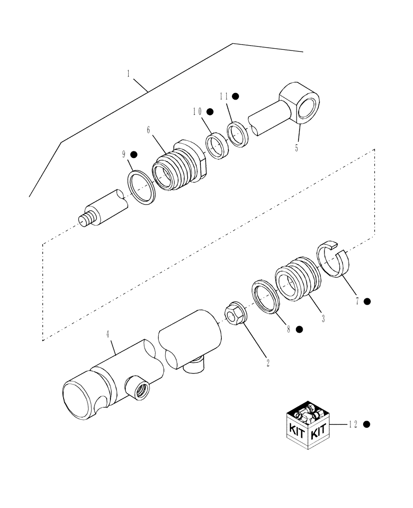 Схема запчастей Case IH LX114 - (003[5]) - BUCKET CYLINDER, NEW STYLE (HEAD W/ FLATS) 