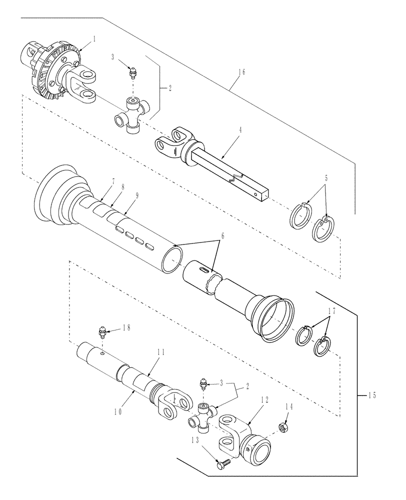 Схема запчастей Case IH DCX91 - (01.03) - SECONDARY PTO (01) - PTO DRIVE SHAFT