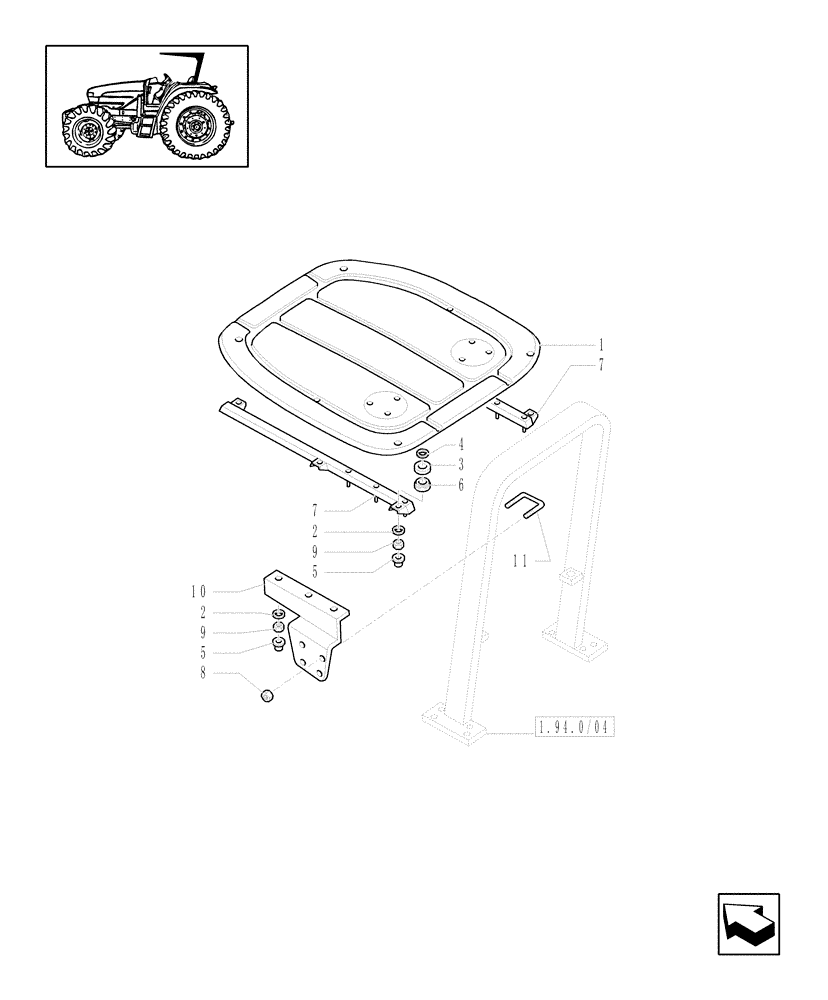 Схема запчастей Case IH JX1090U - (1.94.0/03[01]) - (VAR.857) HARD TOP - PLATES & SUPPORTS - C5381 (10) - OPERATORS PLATFORM/CAB