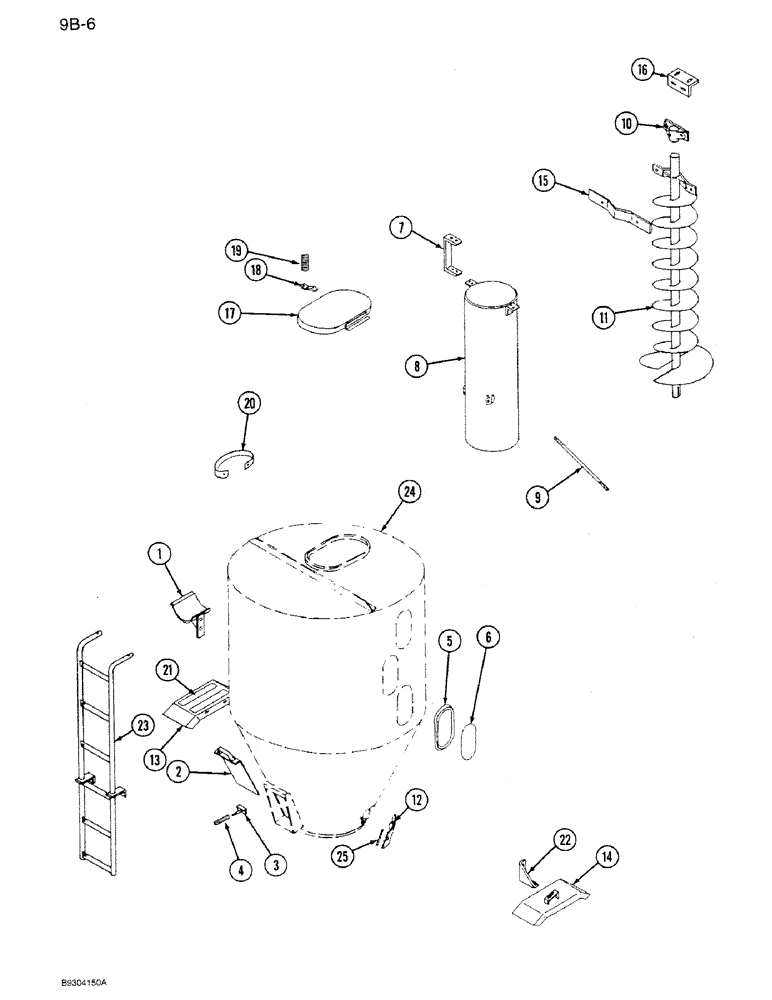 Схема запчастей Case IH 1250 - (9B-06) - MIXER AUGER AND MIXER TANK, 1250 MACHINES, PRIOR TO P.I.N. 7001 (09) - CHASSIS ATTACHMENTS